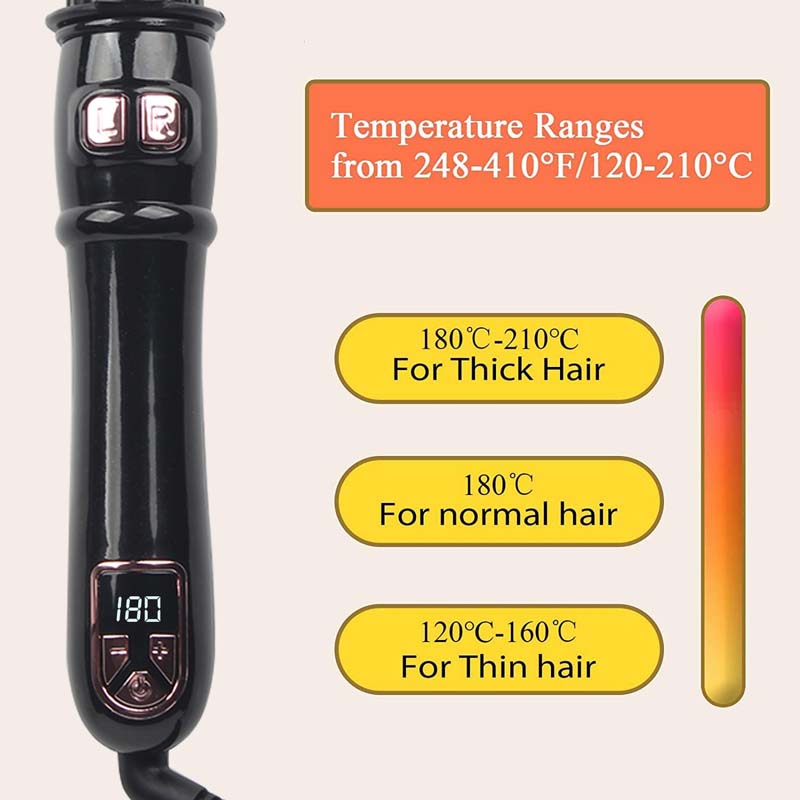 Professional-Grade Auto-Rotating Rapid Heating Ceramic Glazed Curling Iron with Digital LCD Display