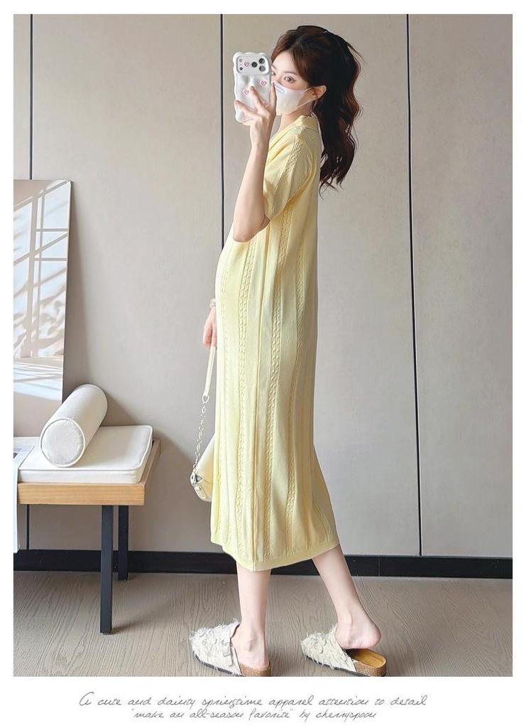 Maternity Summer Trendy Plus Size Knit Dress: Casual, Slimming & Versatile