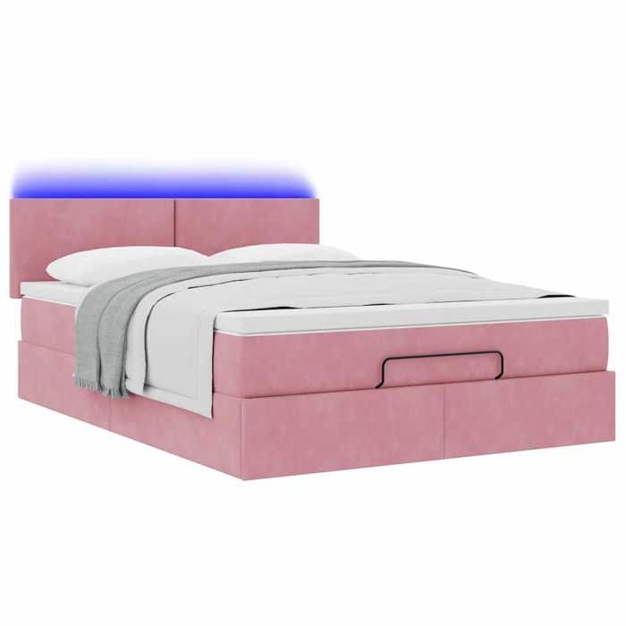VidaXL Cadre de lit ottoman avec matelas rose 140x200 cm velours 3312559