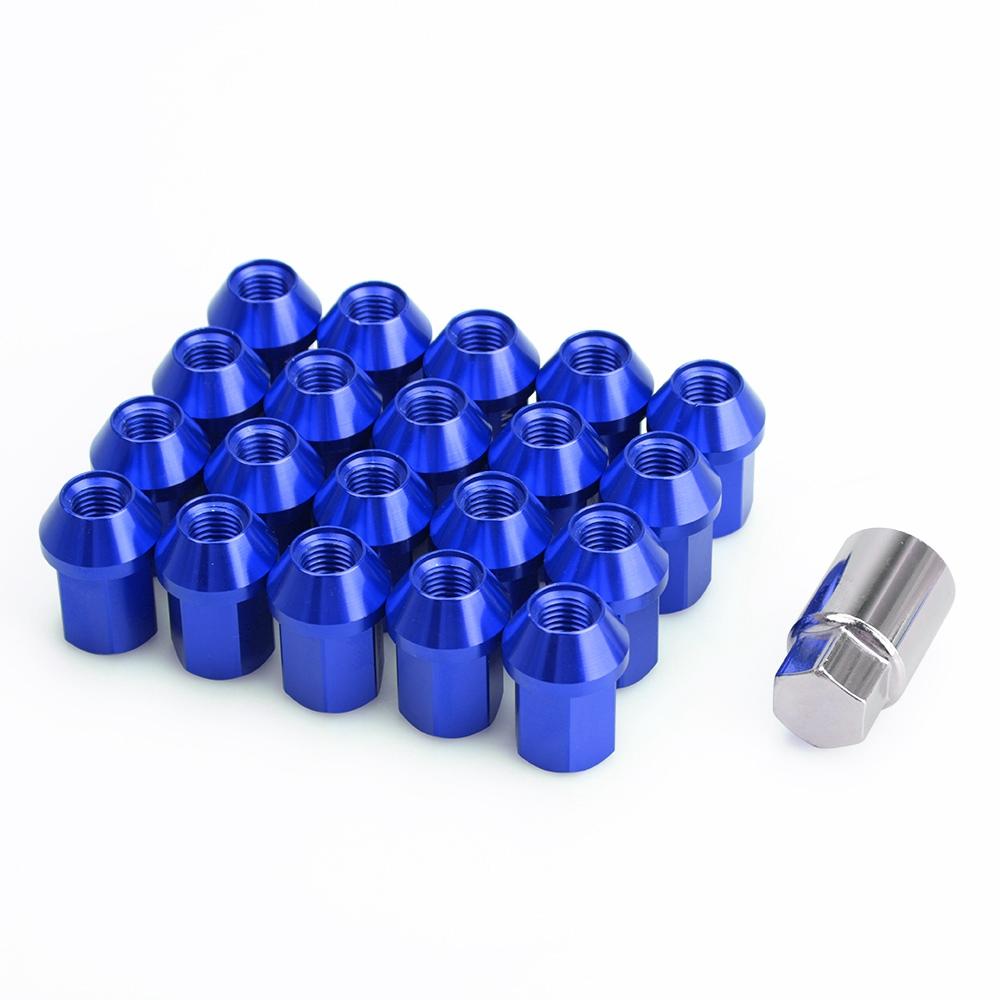 HEX 19mm 20pcs Aftermarket Car Anti-theft 6061 Aluminum Alloy Wheel Lock Nuts Length 35MM Length M12*1.5 Lug Nuts Red Black Blue