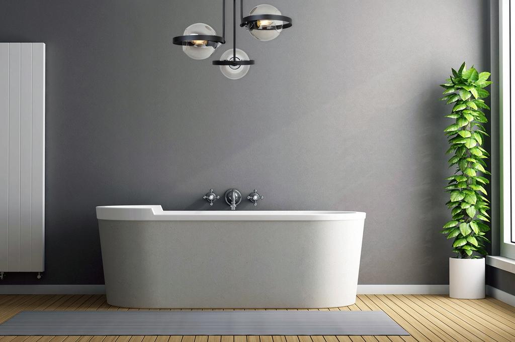 MODERNE GLAS-HÄNGELAMPE GRAPHIT-RING