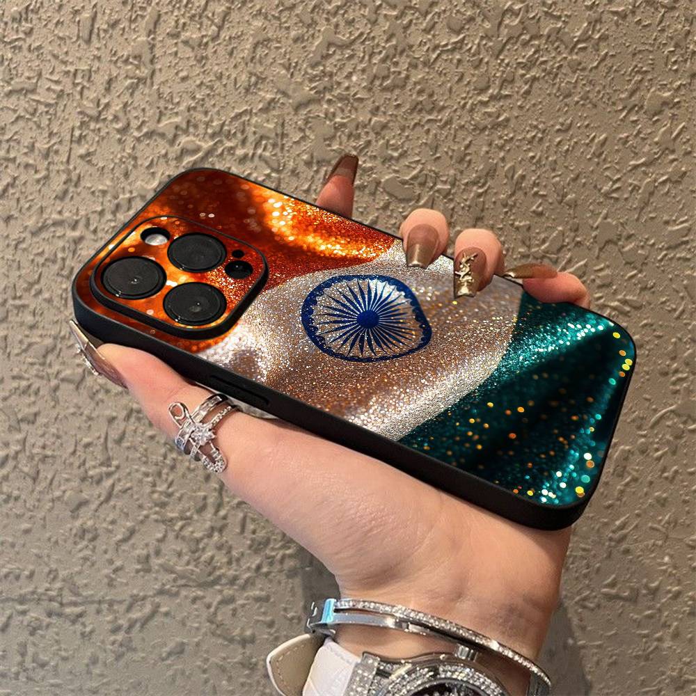 

India Indian National Emble Flag Phone Case For iPhone 17,16,15,14,13,12,11,Pro,Max,Plus,E,Air,Mini Black Soft Box iPhone12