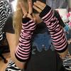 Punk Winter Warm Long Sleeves Gloves Goth Men Women Fingerless Stripe Hip-Hop Knitted Elbow Mittens Elastic Outdoor Warmer Arm