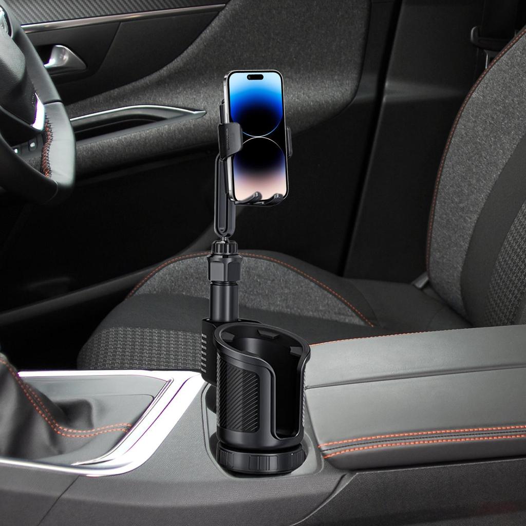 Cup Holder For Car 2 In 1 Drink Extender With Phone Stand 360 Degree Rotation Non-Slip Car Water Bottle Holder For Vehicle Truck