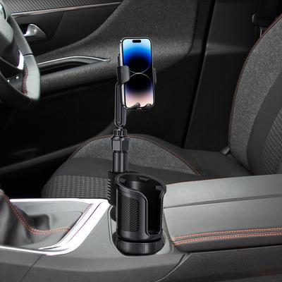 Cup Holder For Car 2 In 1 Drink Extender With Phone Stand 360 Degree Rotation Non-Slip Car Water Bottle Holder For Vehicle Truck