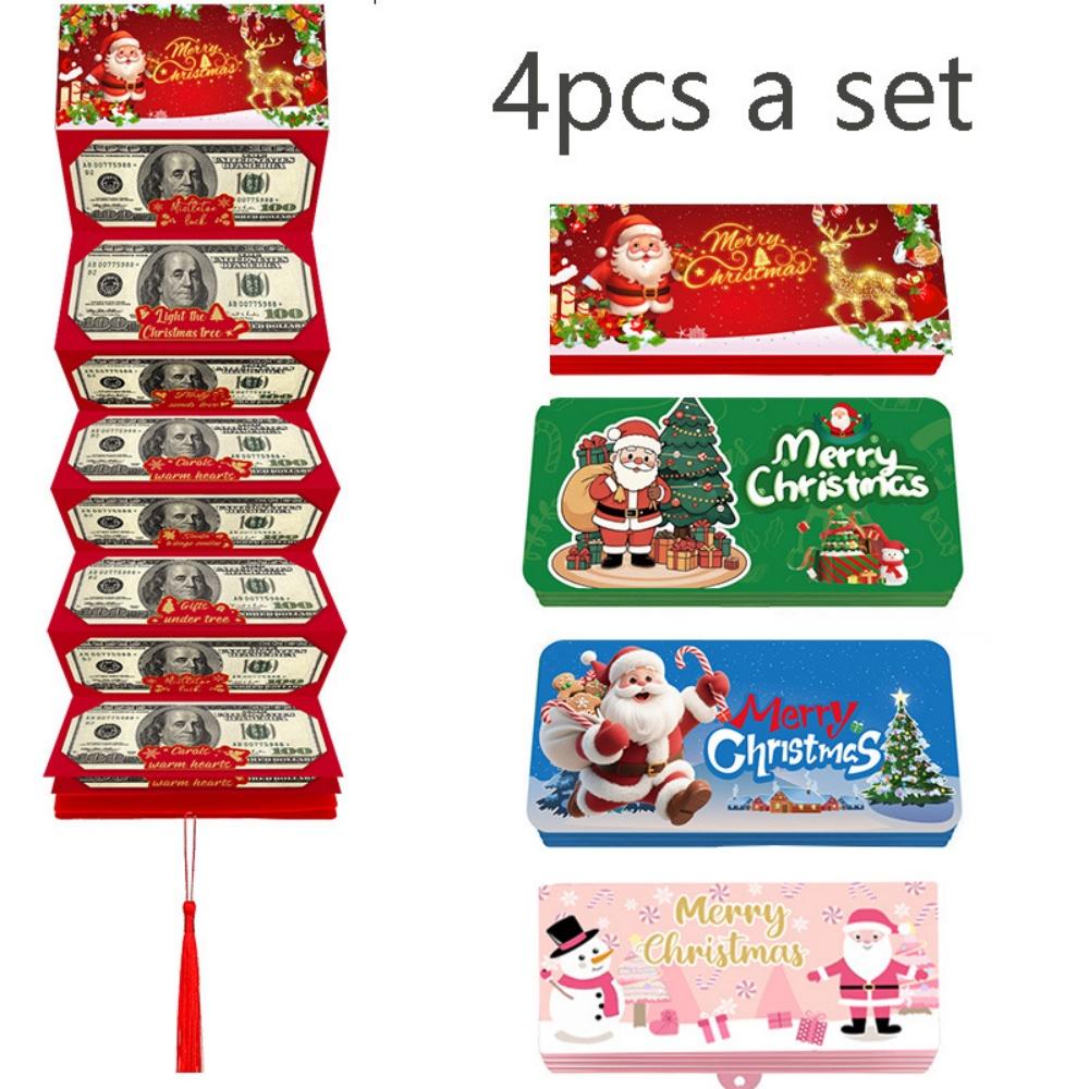 1/4Pcs Family Dinner Surprise Santa Claus 10 Card Red Envelope Christmas Surprise Party Money Box Party Favors