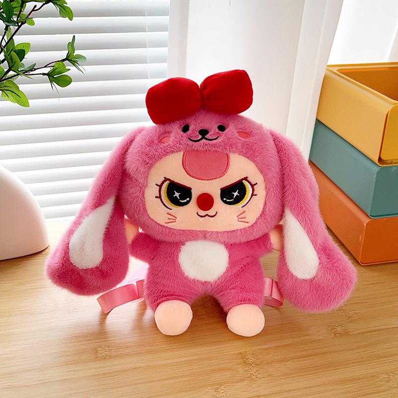 Super süße und niedliche Wow dreijährige Schlappohr-Kaninchenpuppe Tasche Kinder Spaß Trend Spiel Greifpuppe Puppenrucksack