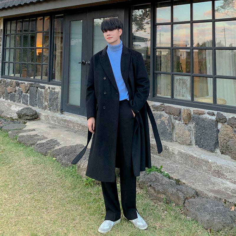 

Мужской средний и длинный зимний утолщенный корейский вариант ретро-тренч до колена 2XL