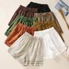 Casual Solid Linen Lace Floral Summer Short Pants Loose Elastic Waist Boho Beach Wear Shorts Women Bottom