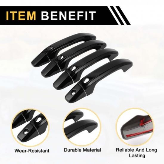 4pcs Exterior Door Handle Cover for GMC Yukon 2015- with 4 Keypad Black