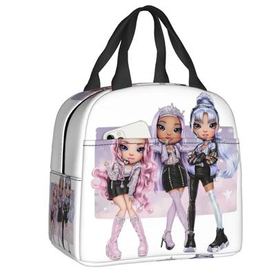 Rainbow High Sisters Isolierte Lunchtasche für Damen Auslaufsicher RH KPOP Kühltasche Thermische Bento-Box Kinder Schule Kinder Lunchbag