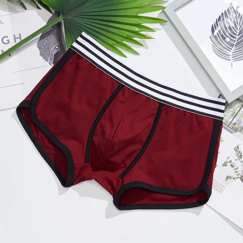 

Мужские боксеры-брифы средней посадки из эластичного хлопка: Трендовое спортивное нижнее белье однотонной расцветки (XXXL) Large красный