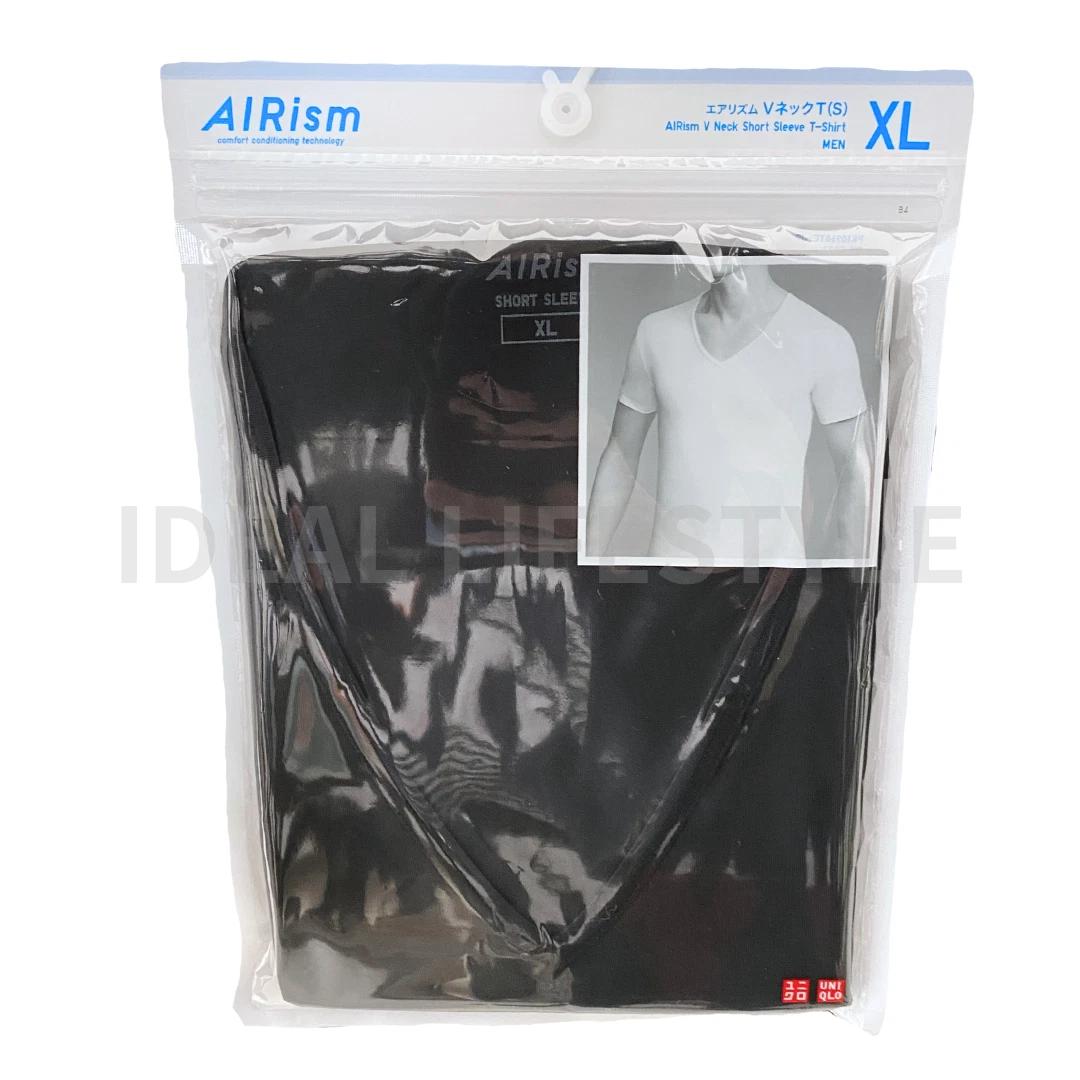 UNIQLO AIRism V-Neck Short-Sleeve T-Shirt S-4XL White/Black/Beige Men 482512 NWT XL чёрный