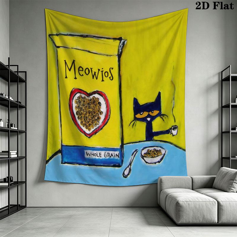Pete Cat Dream Wall Hanging Printed Fabric Blanket Decorative Tapestries for Bedroom Living Room Home Decor