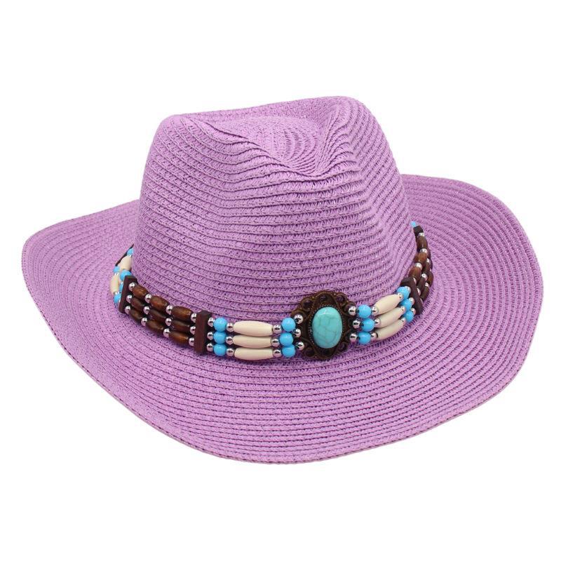 Spring And Summer Sanya Beach Hat Seaside Western Cowboy Straw Hat Ethnic Style Sun Protection Visor Jazz Hat Breathable