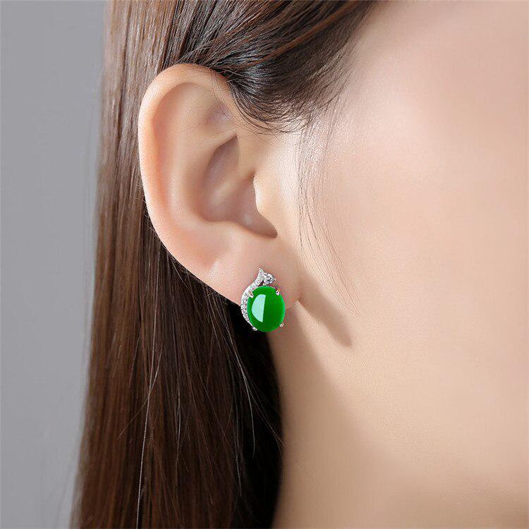 BELLA BOX New Design Green Women Earrings Created  Emerald Gemstone Fine Charm Jewelry For Women