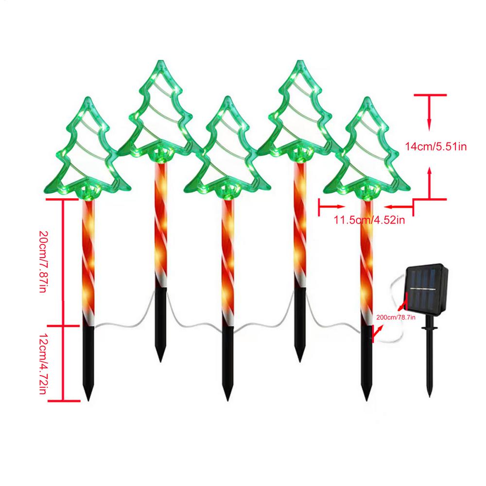

Рождественские гирлянды на солнечной батарее, уличные солнечные рождественские украшения, гирлянды для елки, 5 штук, водонепроницаемое окружающее освещение для зимы