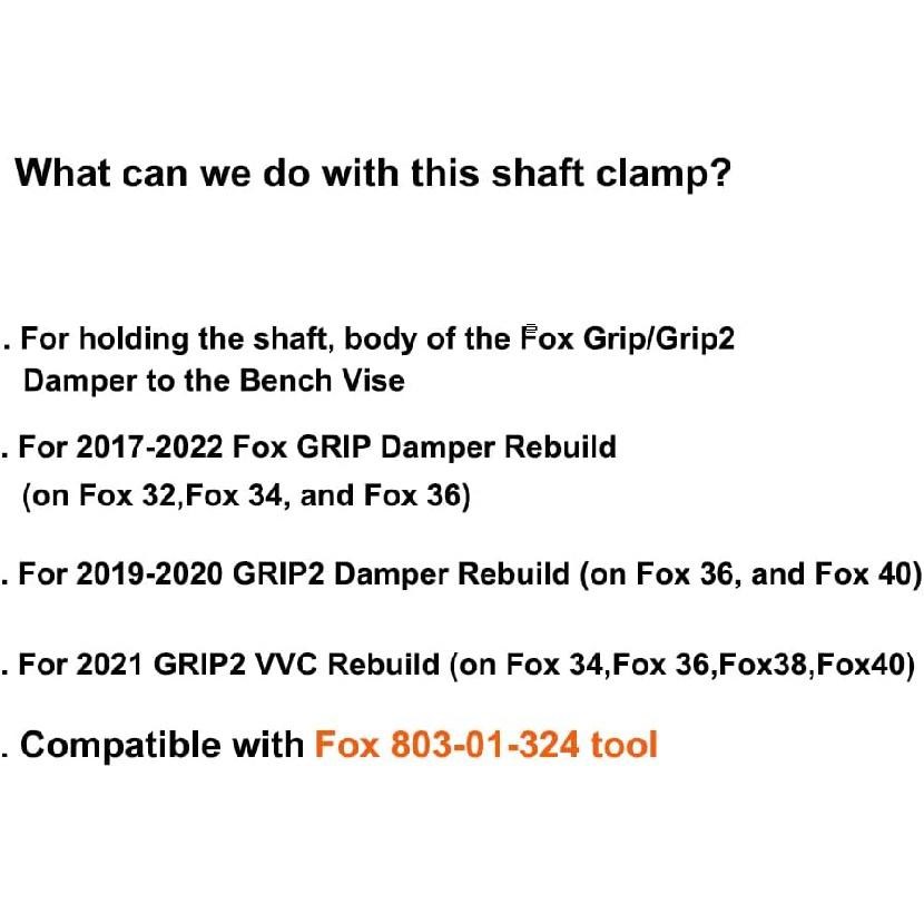 For Fox Shaft Clamp Grip or Grip 2 Damper Rebuild Clamp Vise Clamp Block for Fox 32 34 36 38 40 Shaft Compatible with 803-01-324