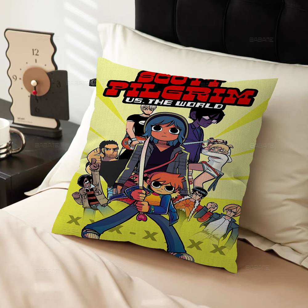 Vintage Movie Scott Pilgrim Vs The World Cushion Cover Car Throw Pillow Case For Sofa Car Christmas Gift 40X40Cm 45X45Cm