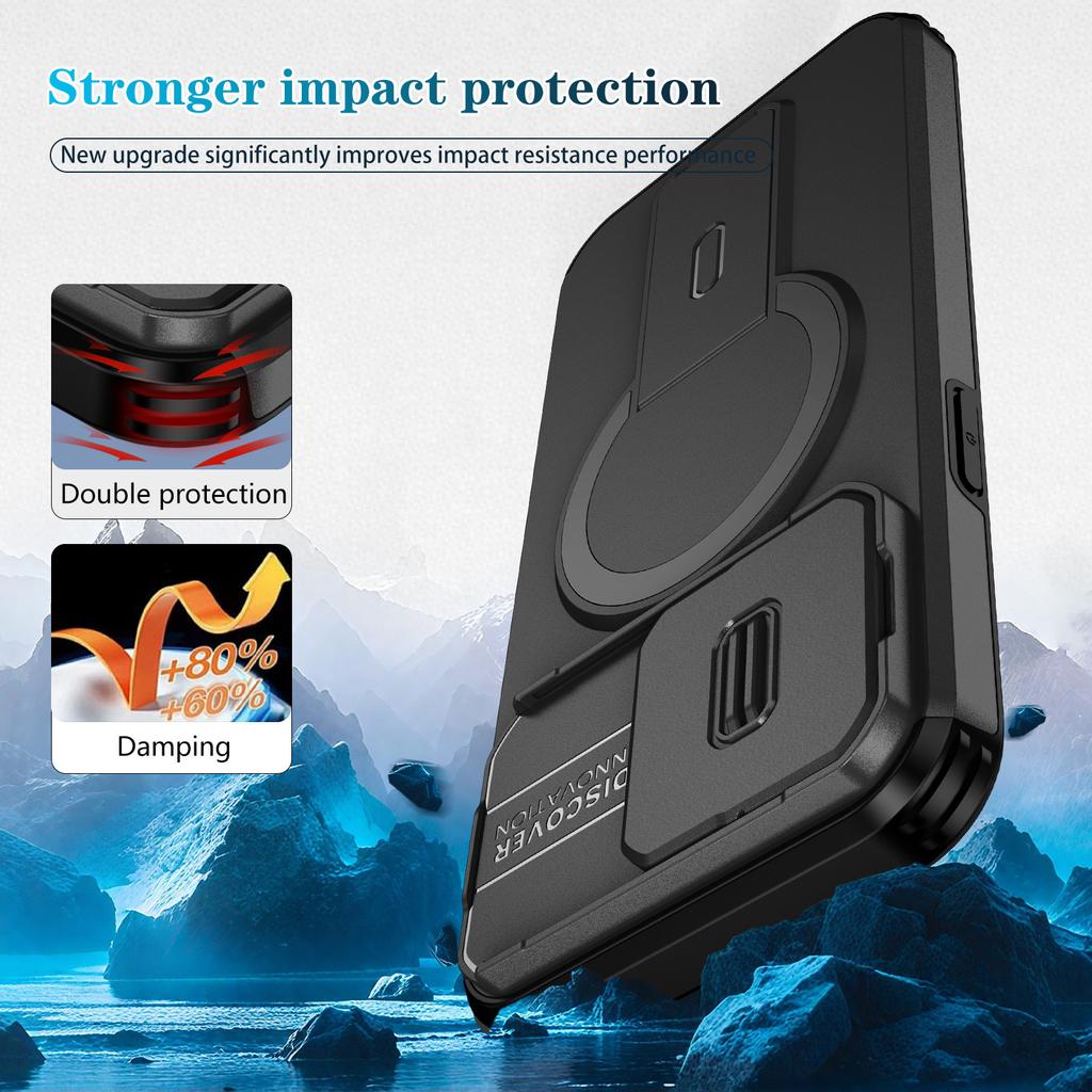 For iPhone 13 Pro Max Clear Phone Case with Lens Kickstand Cover Compatible with MagSafe
