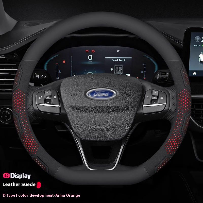 Carbon Fiber Suede Steering Wheel Cover for Ford Focus F150 Mondeo Fiesta Kuga Edge Ecosport Explorer Escape Fusion Car Accessor