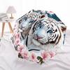 1 PC Automatic Folding Umbrella - White Tiger Pattern, Portable & Foldable Design with 8 Ribs, Christmas Birthday Gifts