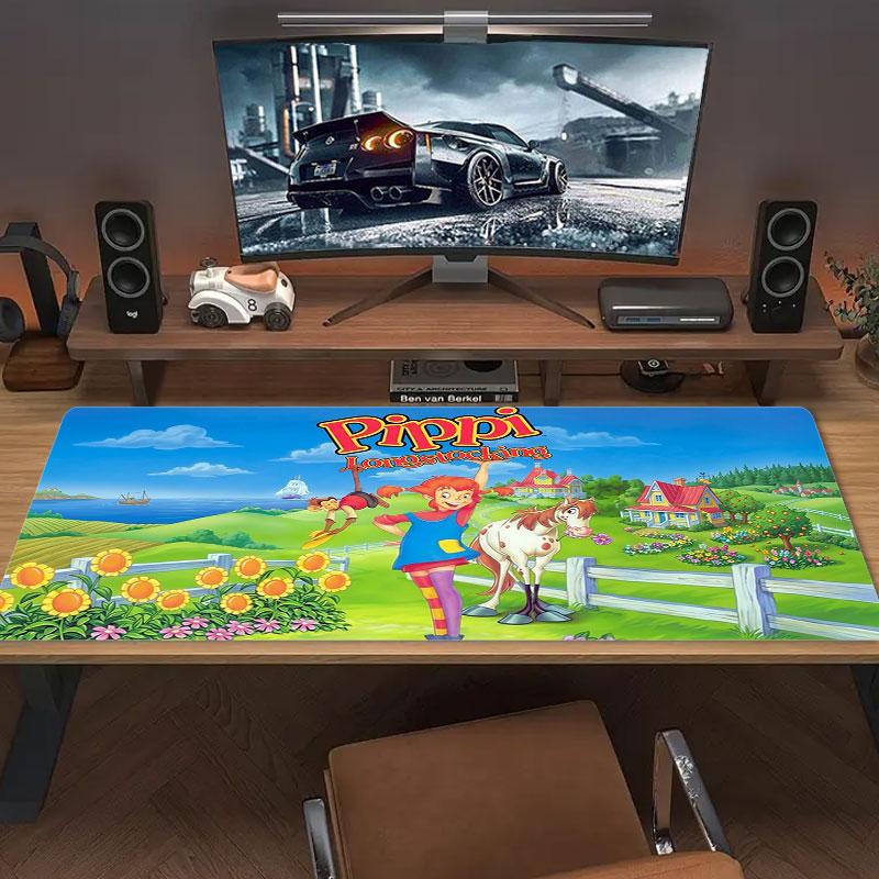 Pippi Longstocking Large Size Mouse Pad Large Gaming Table Cushion Non-slip Laptop Tablet Big Mousepad XXL Mat Mini PC Playmat With Lock edge