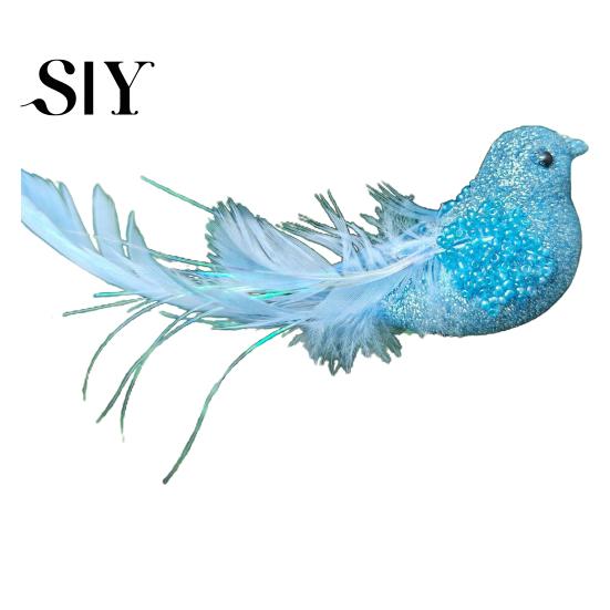 Festive Charm Home Decoration Glitter Feather Bird Ornament Sparkling Design with Clip Holiday Christmas Tree for Accent