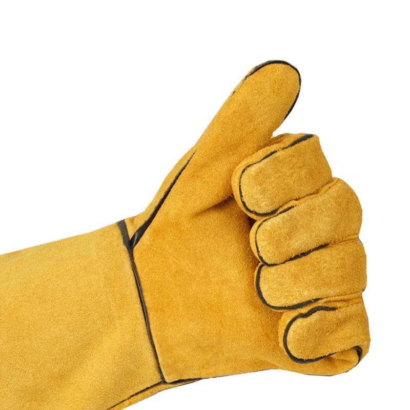 Cowhide Welding Gloves Double Layer Heat Resistant Anti Scald Wear Resistant Labor Protection Work Safety Gloves