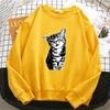 Lustige Katzen-Diagramm-Print Pullover Herbst Basics Sweatshirt Locker Street Damenbekleidung Mode Oversize Langarm Rundhals Pullover