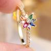 Vibrant Two Color Available Rainbow Zircon Flower Ring for Women Daily Wear and Wedding