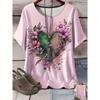 Fashion Women's Clothing Flower Short Sleeve 3D Flower Color Printing Crew Neck T-Shirt Crew Neck Short Sleeve