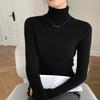 Women's Slim-Fit Ribbed Cashmere Sweater - Solid Color, High-Neck, Knitted Top for Autumn/Winter