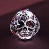 Unisex Punk Style Skull Star Rhinestone Inlaid Lover's Gift Ring Jewelry