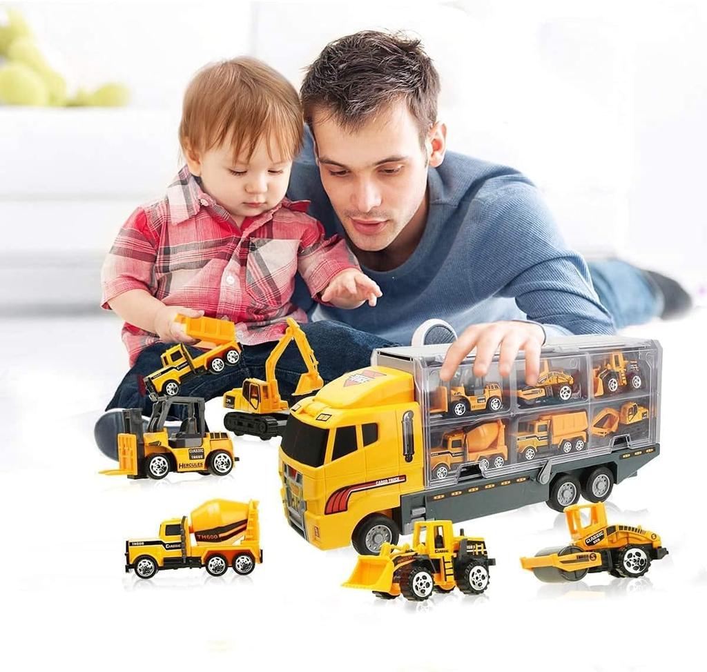 La Gacela Construction Vehicle 1 Storage 11 Mini Car Alloy DIY Working Pull Back Car Construction Work Indoor Birthday Gift Set, Car, Set, Car, Car,