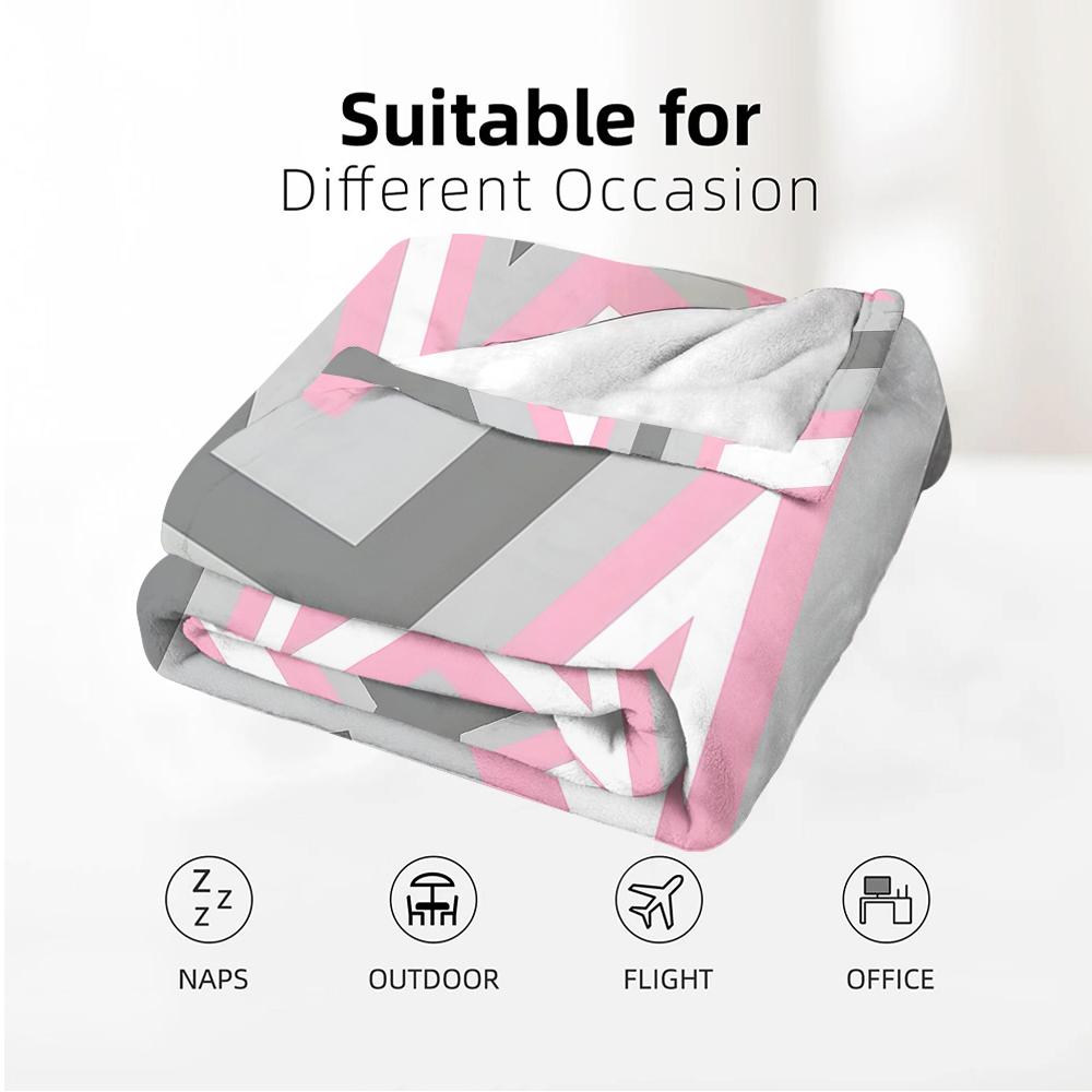 Layered Pink Gray Star Anime Cartoon Flannel Blanket Soft Warm Throw for Bedroom Sofa Car Kids Holiday Gift