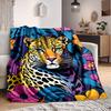 1pc Leopard Floral Lightweight Flannel Blanket, Comfortable and Warm Blanket, for Office and Camping Sofa Bed, Livingroom120