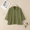 ZANZEA Women Summer Turn Down Collar Loose Half Sleeve Cotton Blouse