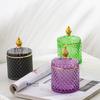 Stained Glass Storage Jar with Lid Snacks Candy Box Aromatherapy Candle Bottle Glass Container Jewelry Storage Jar Home Decor