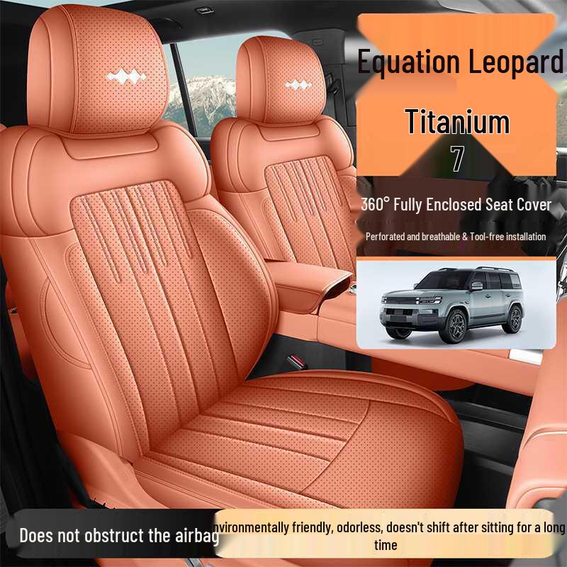 Equation Leopard Titanium Leather Car Seat Covers - Universal 7-Seater, Breathable & All-Season Cushion.