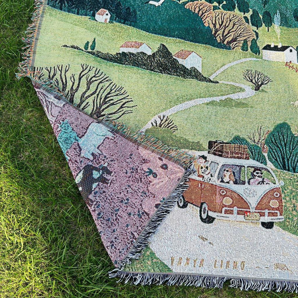 Landscape Throw Blanket Home Decoration Aesthetic Tapestry Outdoor Camping Blanket Sofa Cover Nap Bed Cover Picnic Tablecloth