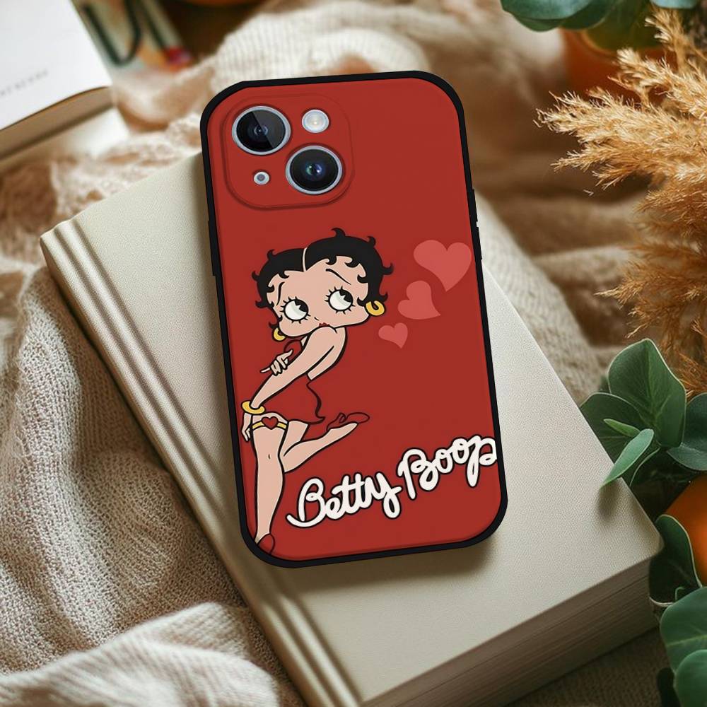 B-Betty-Cute-Boop Phone Case For IPhone 1716 15 14 13 Pro Max 11 12 Mini X Xs XR Black Silicone Cover