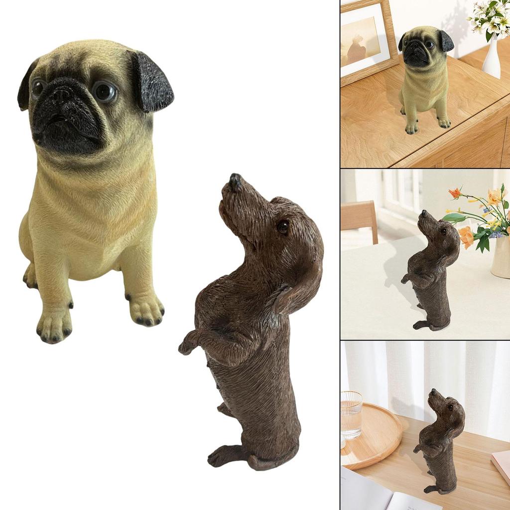 Animal Dog Statue Ornament Resin Realisitc Puppy Figure Home Decor Dog Model Figure for Office Desktop Garden Entry Living Room
