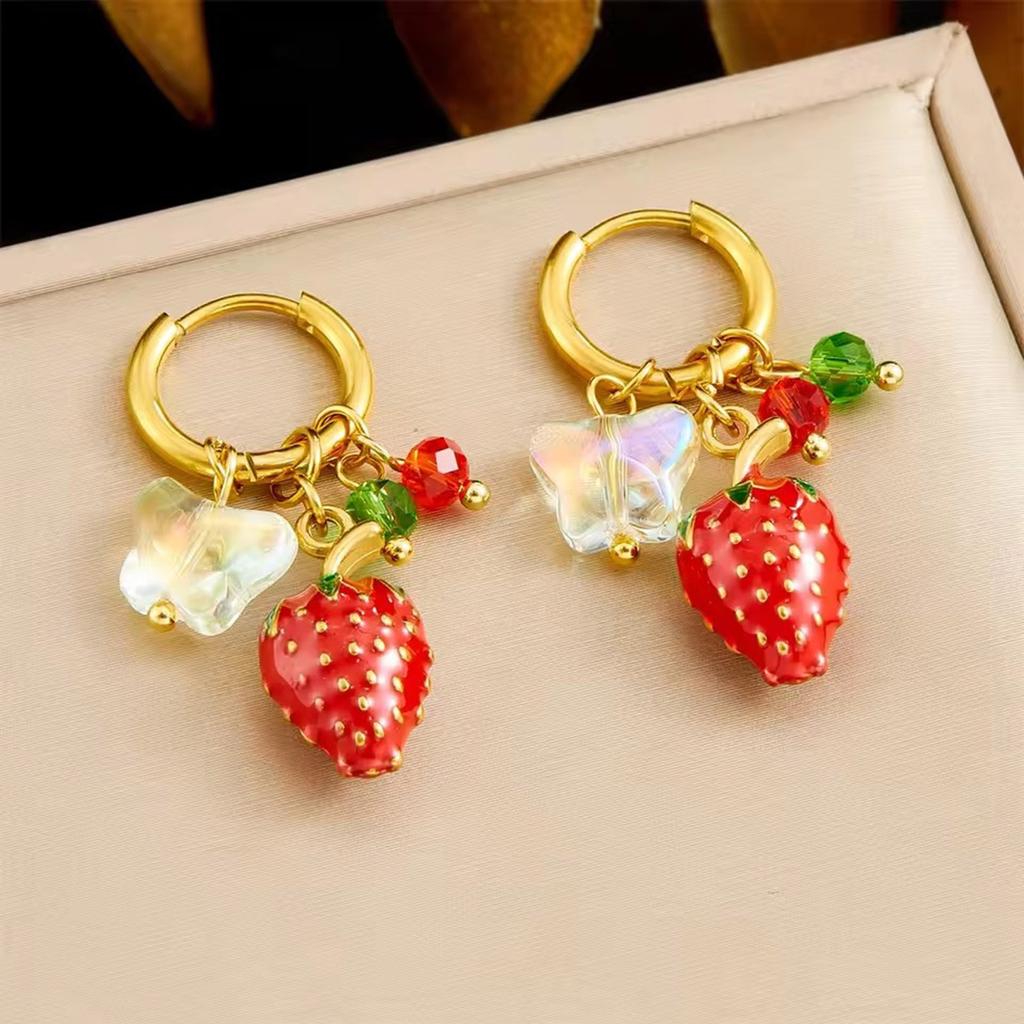 Drop Earrings Strawberry Earrings Ear Buckles Women Dangle Earrings Female Fashion Earrings Perfect for Daily Wear