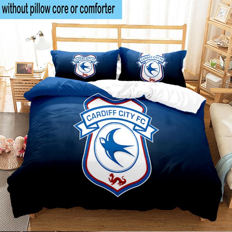 Cardiff Fc Crest 3PCS Print Bedding Set, Includes A Duvet Cover and Two Pillowcases for Bedroom, Dormitory, Suitable for All Seasons