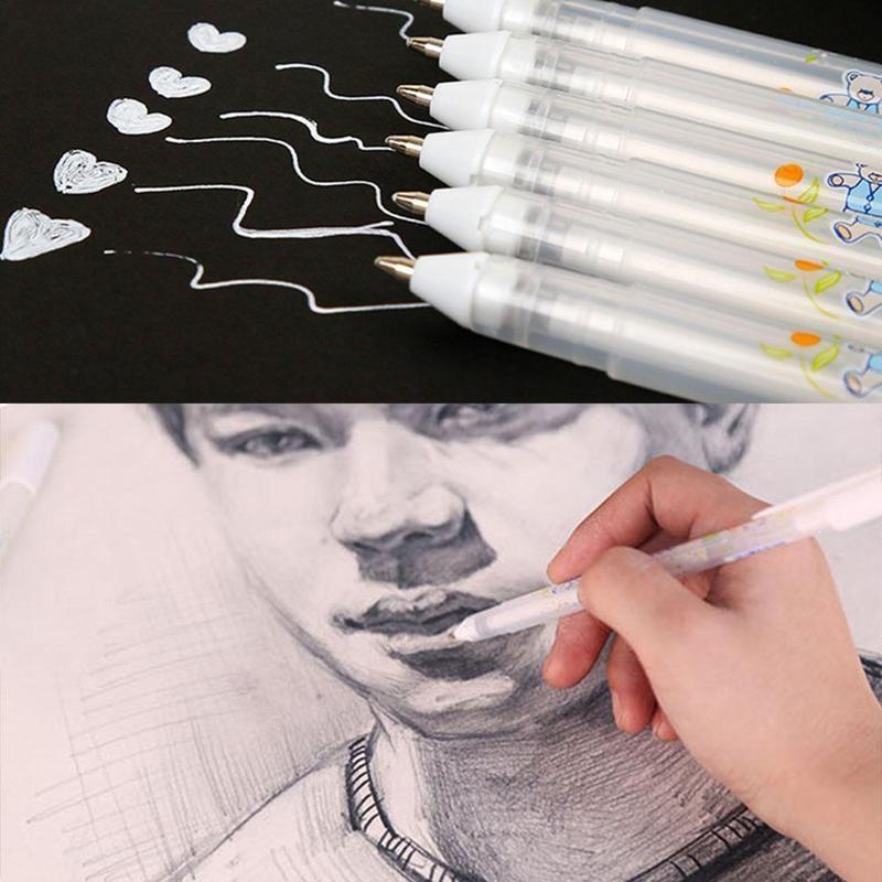 2PCS Color Photo Album 0.8 MM Gel Pen Cute White Ink Pen Unisex Pen Gift for Kids Office Stationery