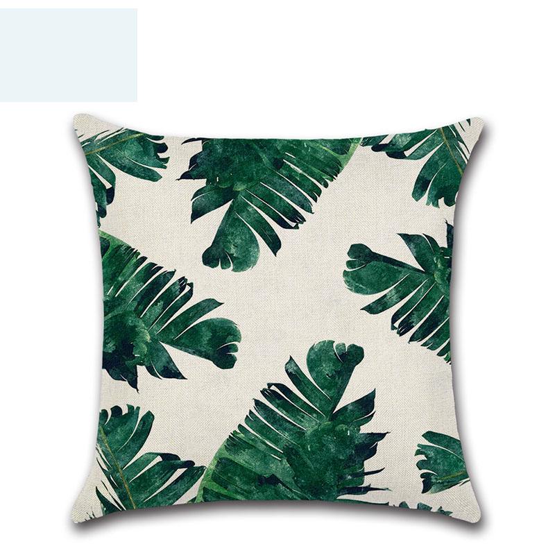 Tropical 18 Green Plant Pillow Case Cotton Sofa Cushion Cover Decorative