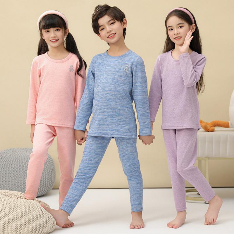 

Children s Warm Loungewear Set Unisex Kids t-Shirt And Long Pants Pajamas Two Piece Set 100