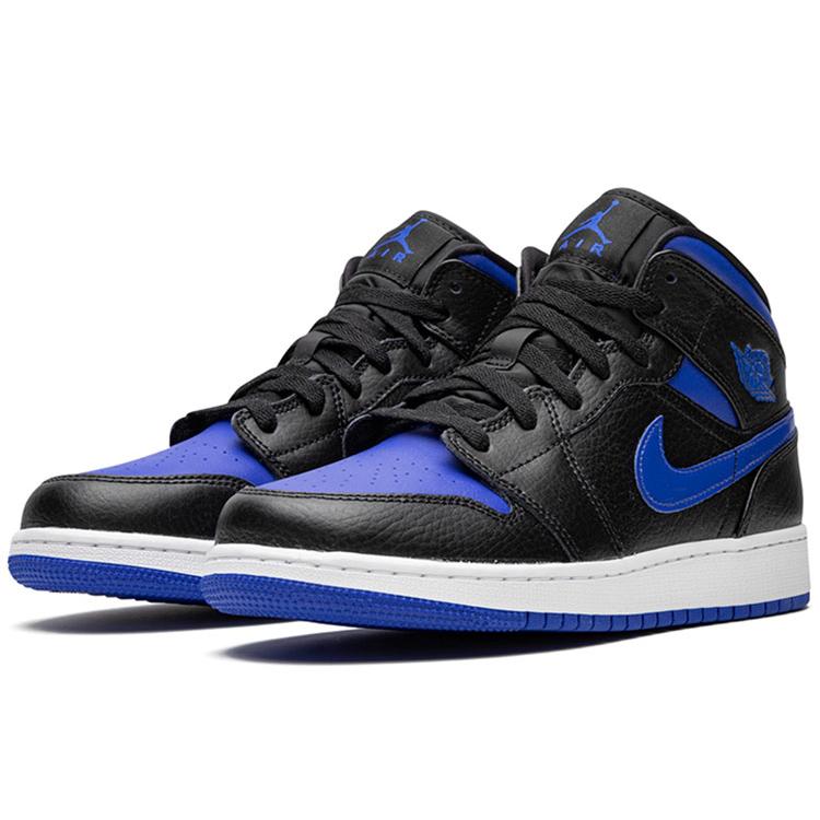 New Jordan 1 Mid GS Black Hyper Royal 554725-068