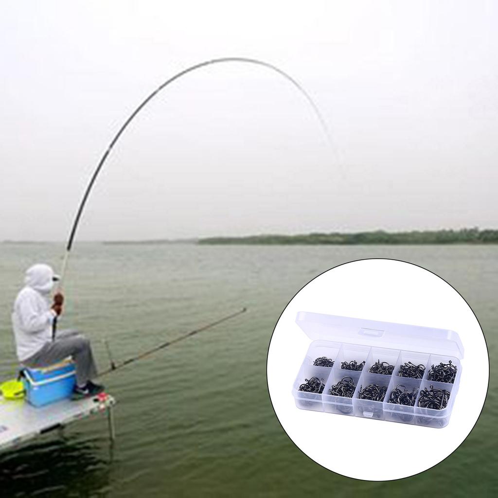 100/500pcs Steel Barbed Fish Hooks Replacement Eyed Sea Fish Hooks Rustproof Carp Circle Hooks Baits Holder Hooks